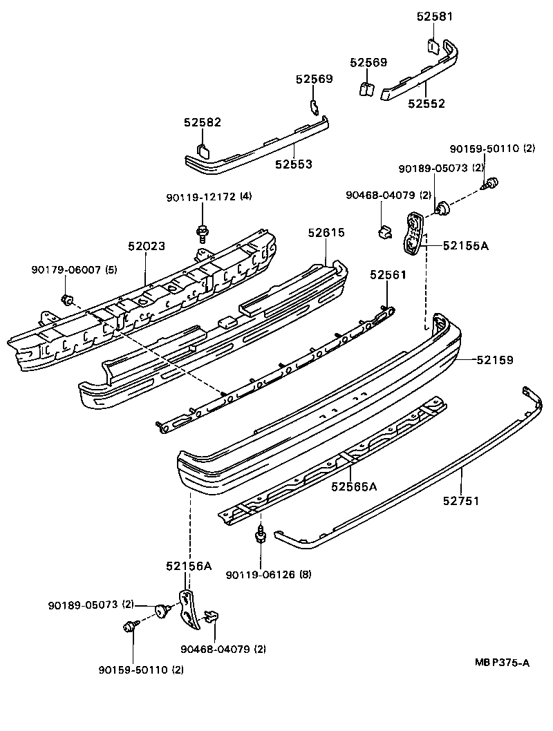 52166-22050 EXTENSION, REAR BUMPER, LH product image