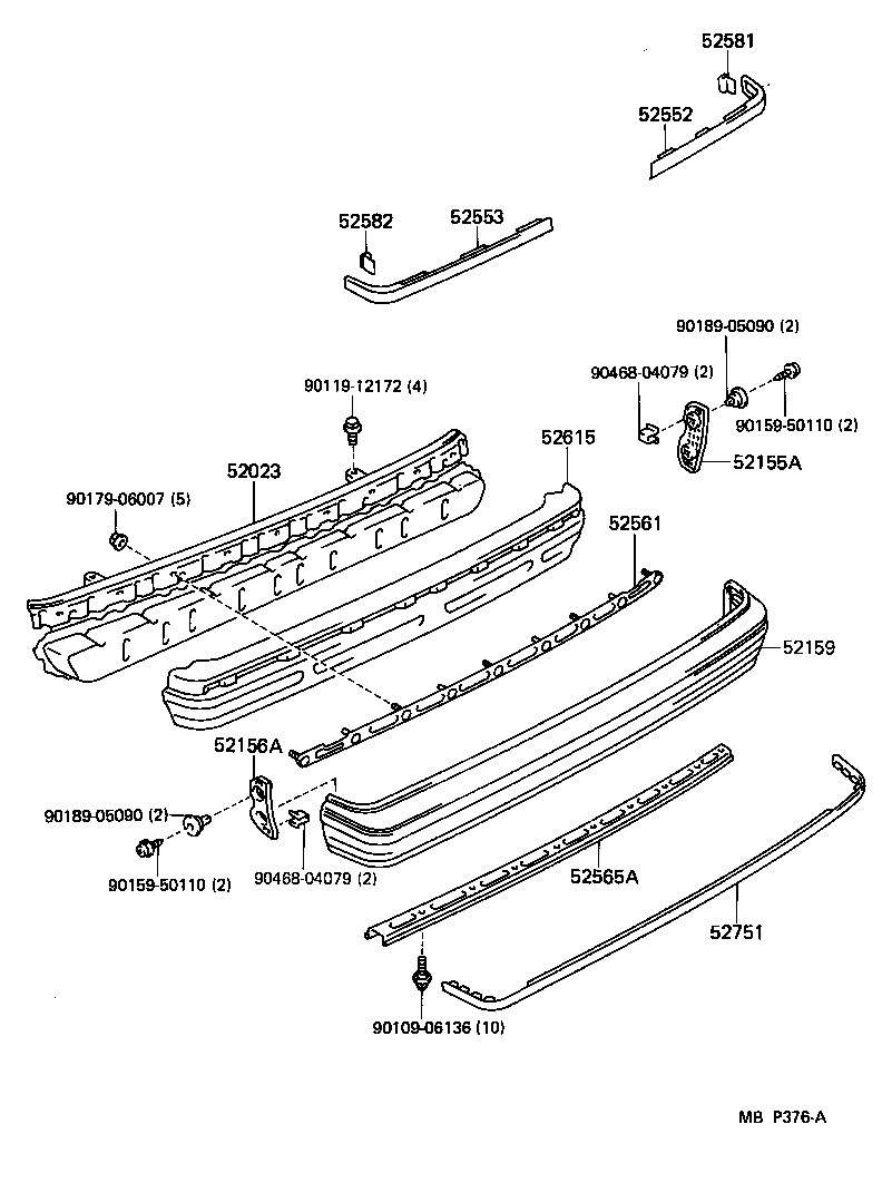 52166-22050 EXTENSION, REAR BUMPER, LH product image