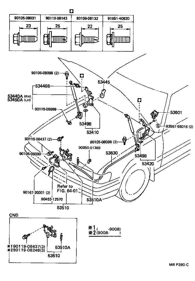 Toyota 53630-22170 CABLE ASSY, HOOD LOCK CONTROL
