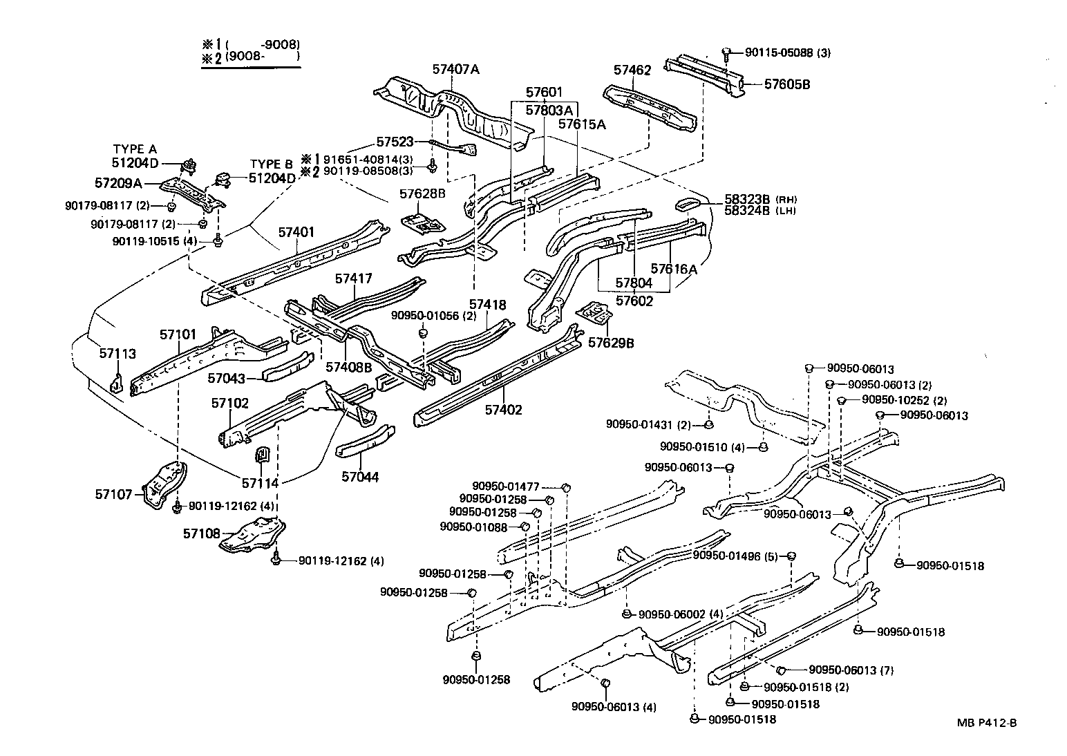 Toyota 57616-22905 MEMBER, REAR FLOOR SIDE, REAR LH