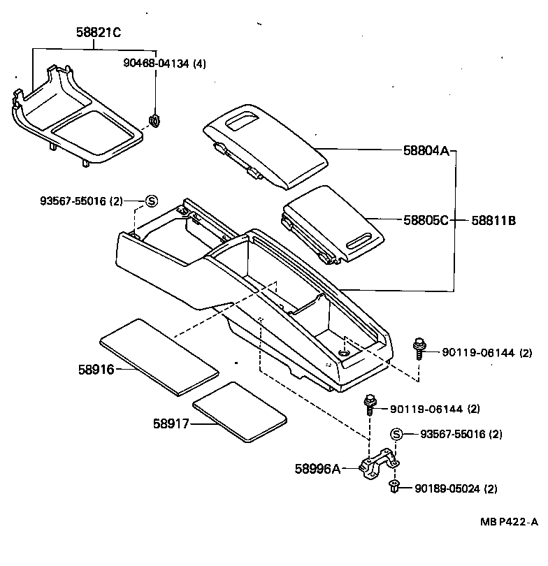 58905-22250-03 DOOR SUB-ASSY, CONSOLE COMPARTMENT product image