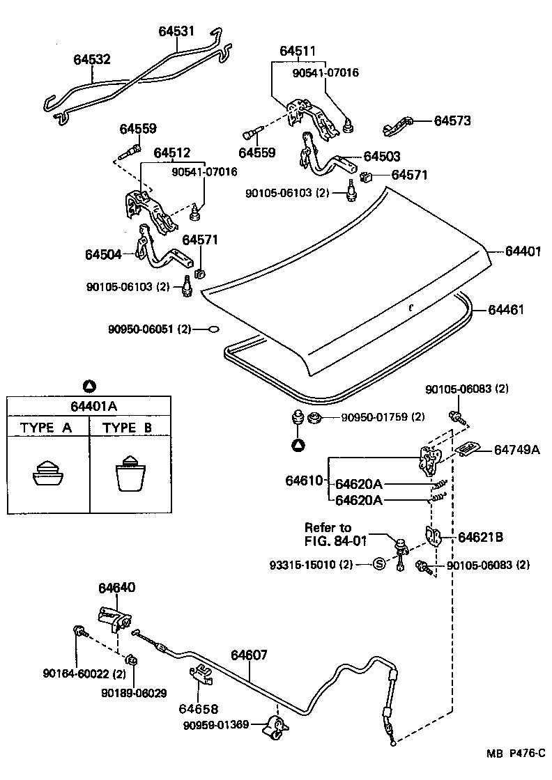 64503-91607 ARM SUB-ASSY, LUGGAGE COMPARTMENT DOOR HINGE, RH product image