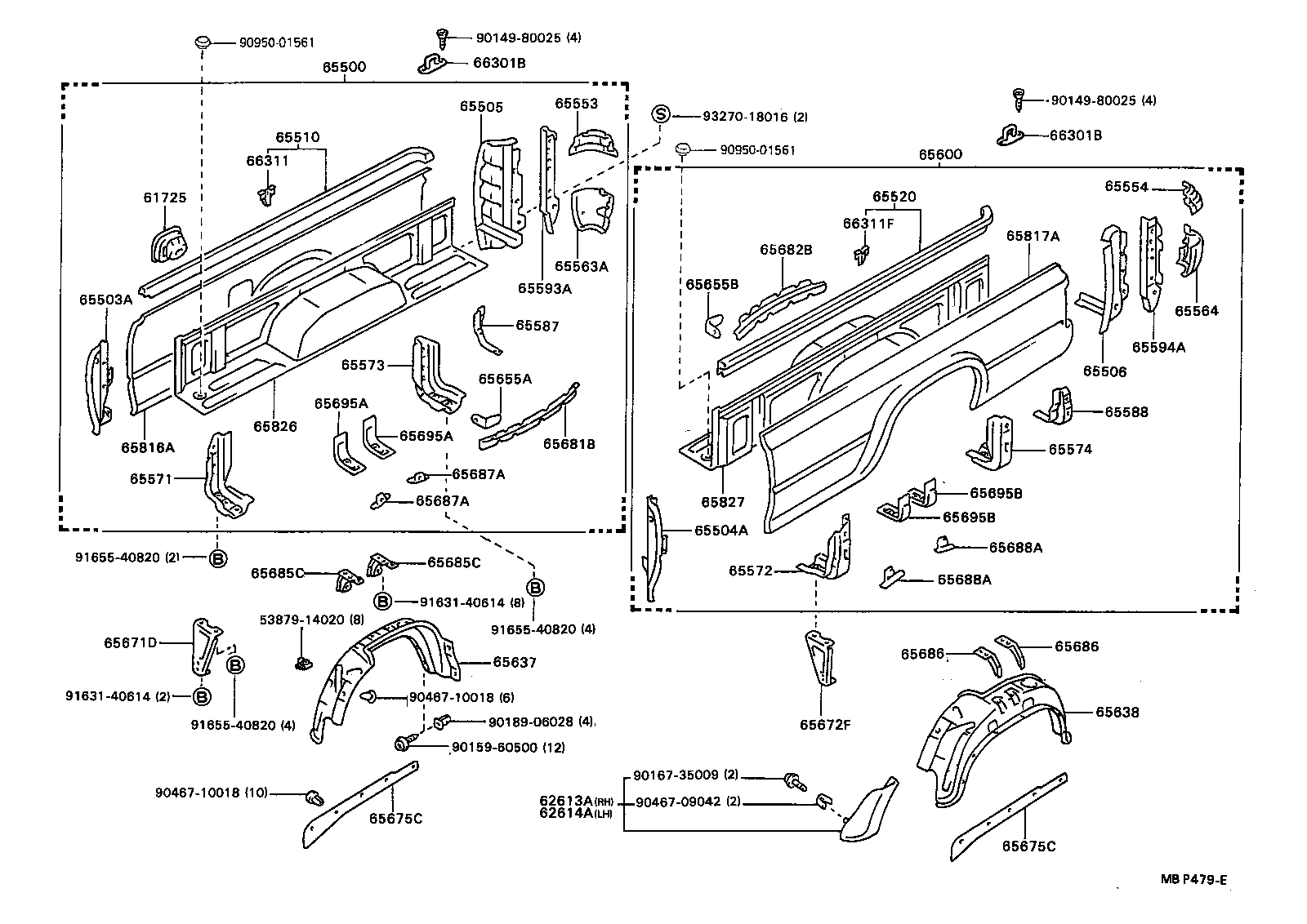65500-89353 PANEL ASSY, REAR BODY SIDE, RH product image
