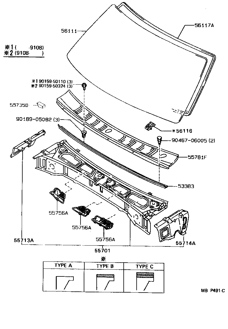 Toyota 53383-04010 SEAL, HOOD TO COWL TOP