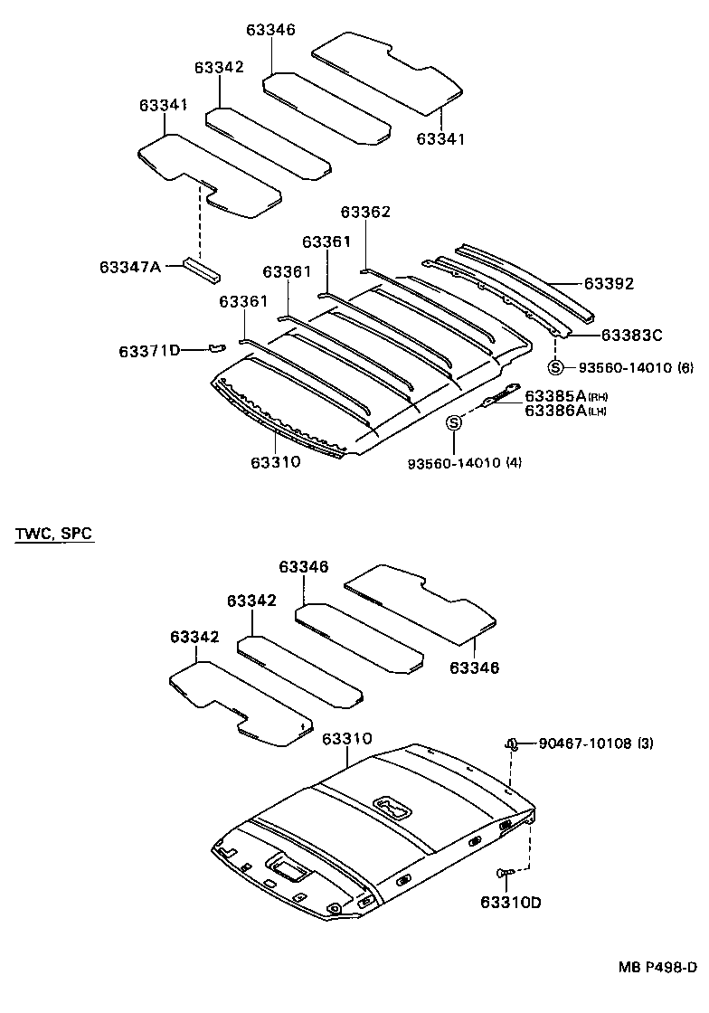 63383-22080 RETAINER, ROOF HEADLINING, REAR product image
