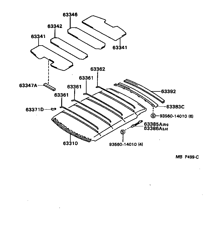 63385-22040 RETAINER, ROOF HEADLINING TRIM SIDE, RH product image