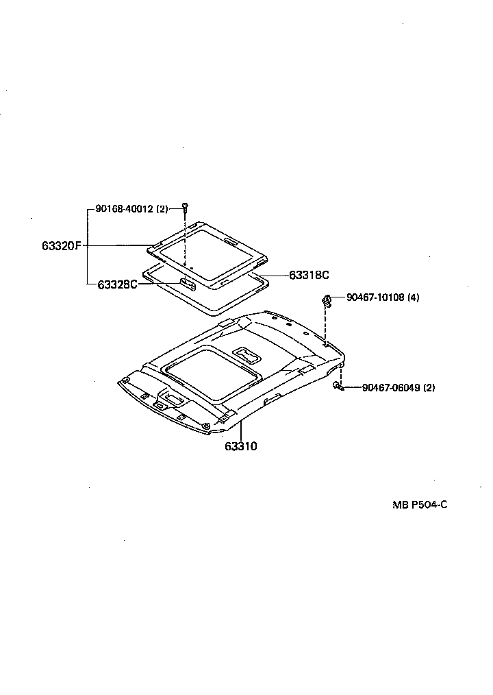 63363-91609 SUPPORT, ROOF HEADLINING, NO.3 product image