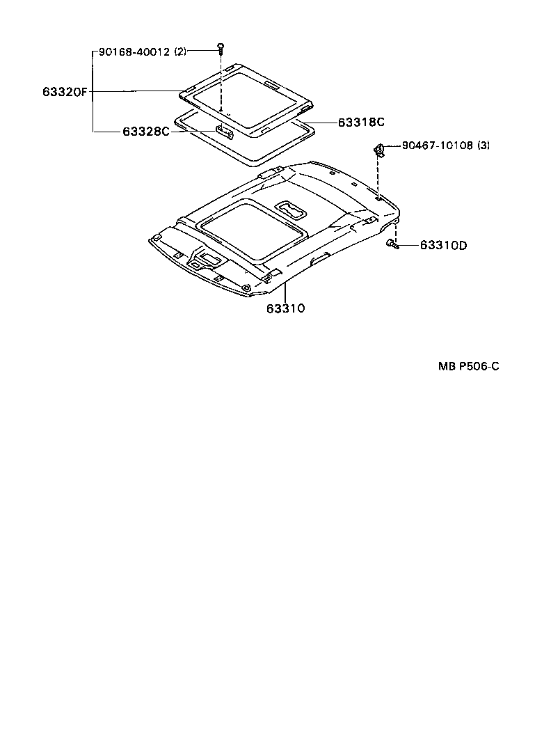 63383-22080 RETAINER, ROOF HEADLINING, REAR product image