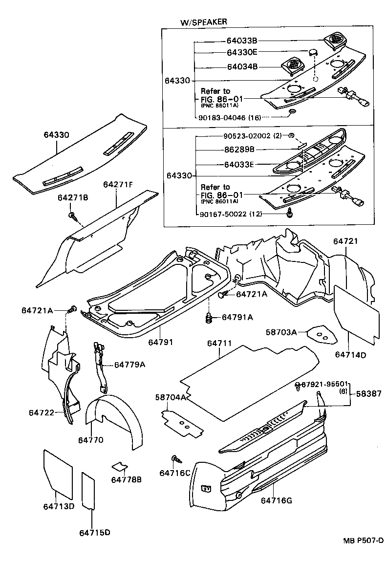 58703-91601 COVER SUB-ASSY, LUGGAGE COMPARTMENT SIDE, RH product image