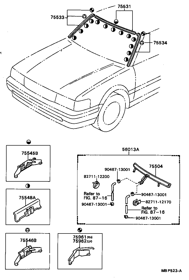 75504-22071 MOULDING SUB-ASSY, WINDSHILD, OUTSIDE LOWER product image