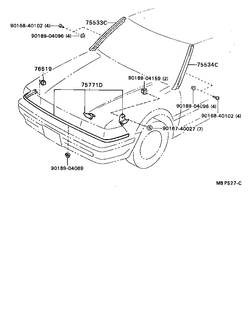 75504-22071 MOULDING SUB-ASSY, WINDSHILD, OUTSIDE LOWER product image