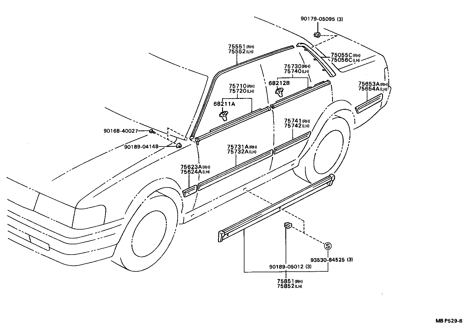 Toyota 75850-29255 MOULDING, ROCKER PANEL, RH