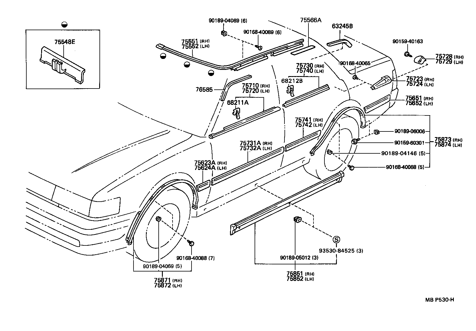 75652-23100 MOULDING, QUARTER, OUTSIDE LH product image