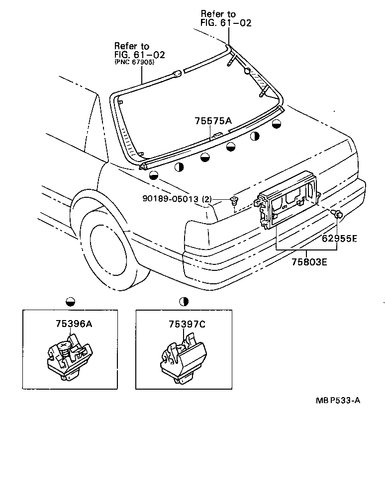 Toyota 75396-22060 CLIP, OUTSIDE MOULDING, NO.2