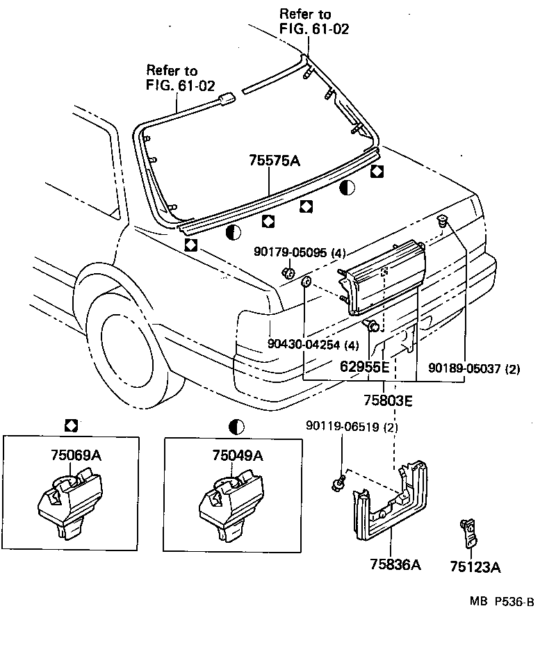 75575-91608 MOULDING, BACK WINDOW, OUTSIDE LOWER product image