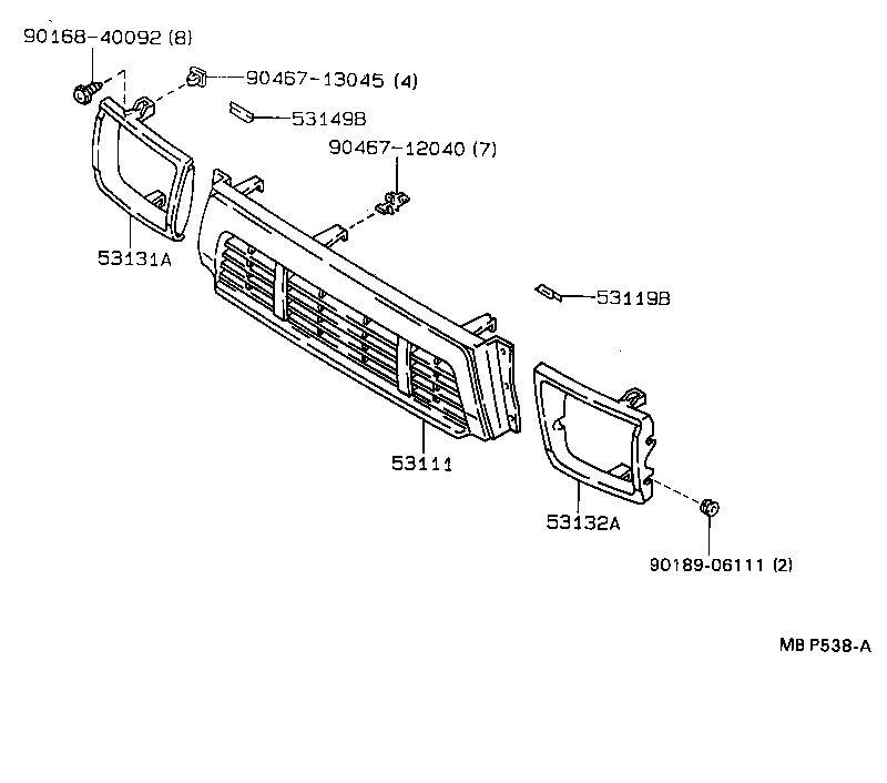 53111-89134 GRILLE, RADIATOR product image