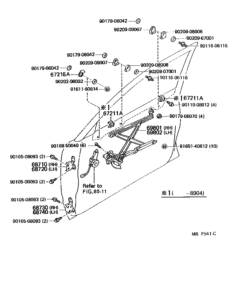 Toyota 67211-22020 STOP, FRONT DOOR WINDOW, UPPER