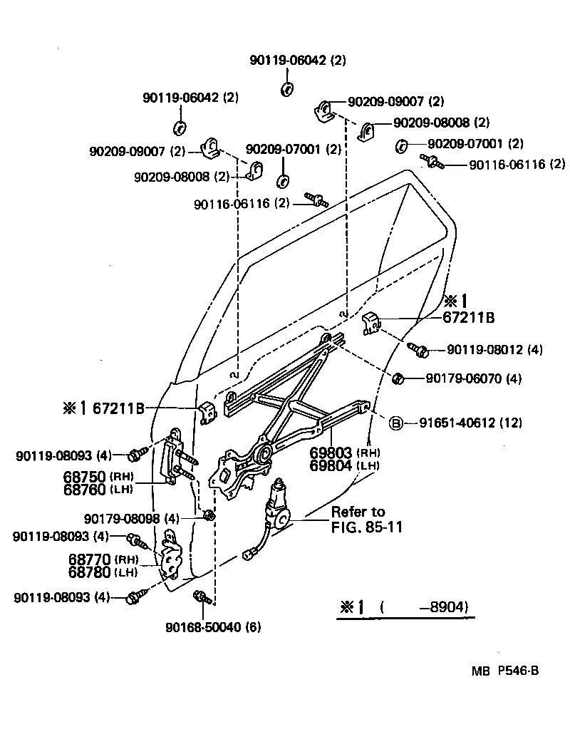Toyota 68760-22030 HINGE ASSY, REAR DOOR, UPPER LH