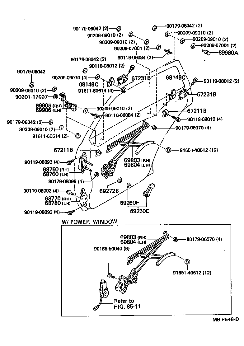 68750-91601 HINGE ASSY, REAR DOOR, UPPER RH product image