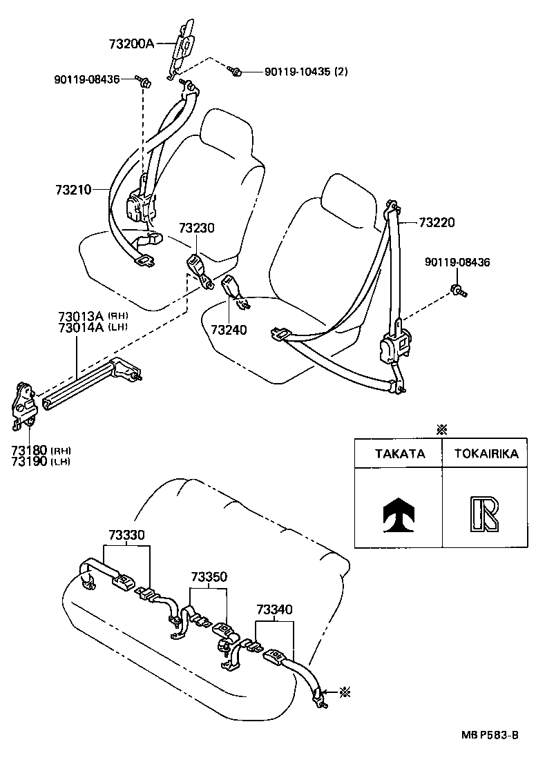 73210-22331-03 BELT ASSY, FRONT SEAT OUTER, RH product image