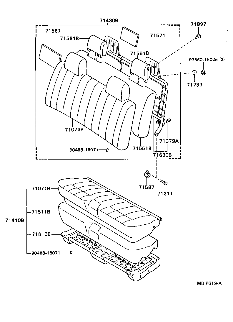 71461-89102 SPRING, REAR SEAT CUSHION product image