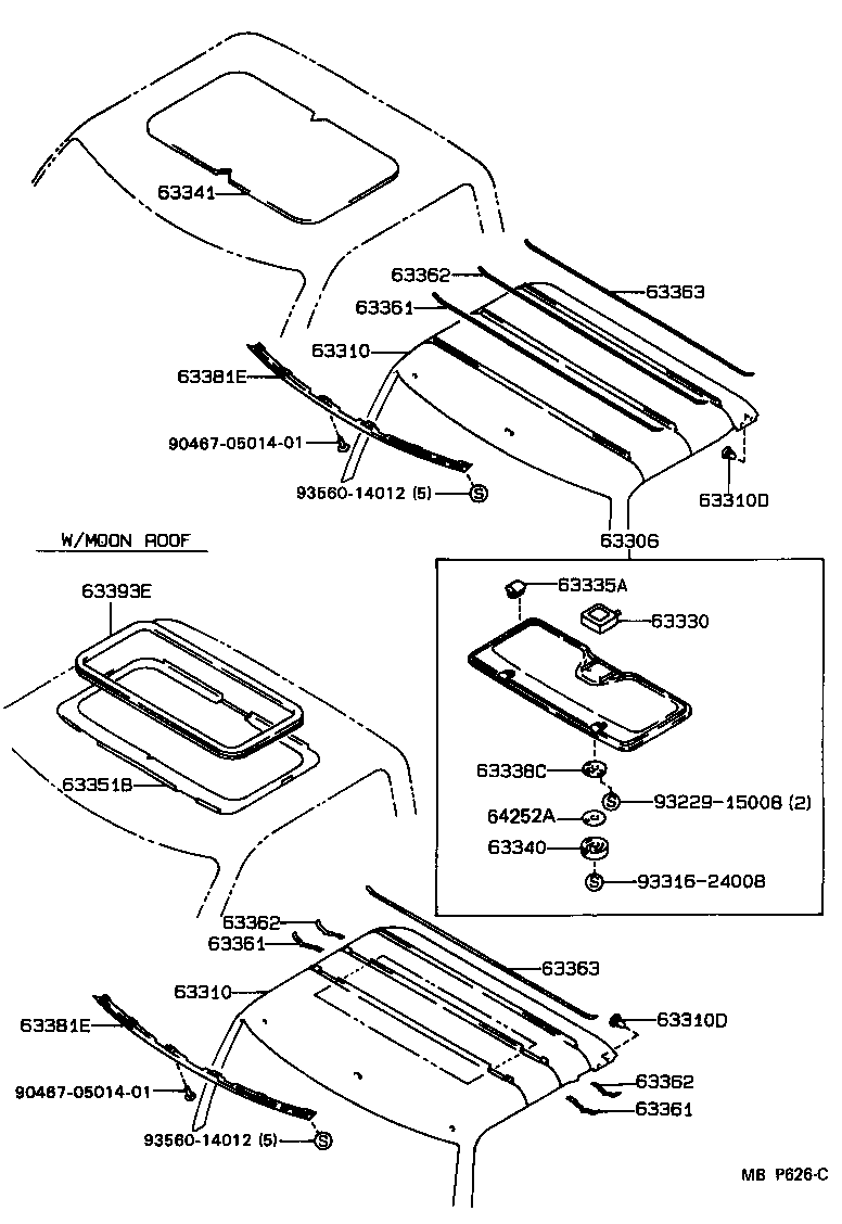 63361-35010 SUPPORT, ROOF HEADLINING, NO.1 product image