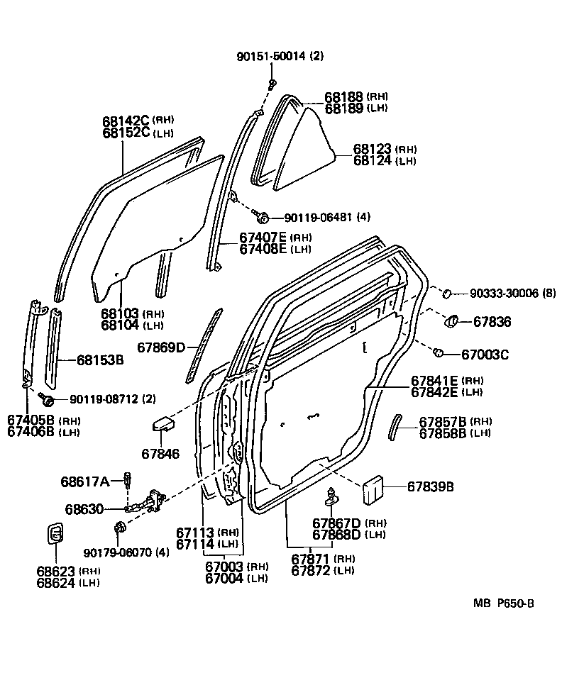Toyota 67004-22360 PANEL SUB-ASSY, REAR DOOR, LH