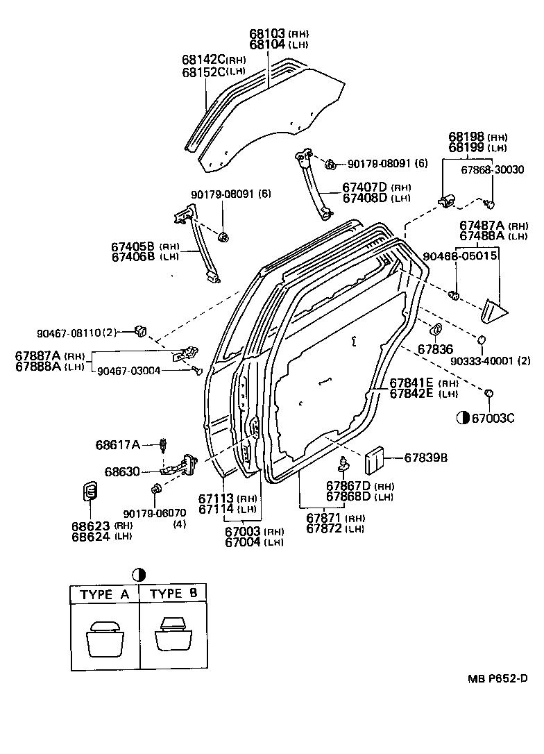 67004-91637 PANEL SUB-ASSY, REAR DOOR, LH product image
