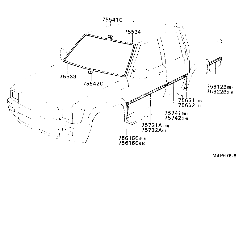 75612-89110 MOULDING, SIDE PANEL, NO.2 RH product image