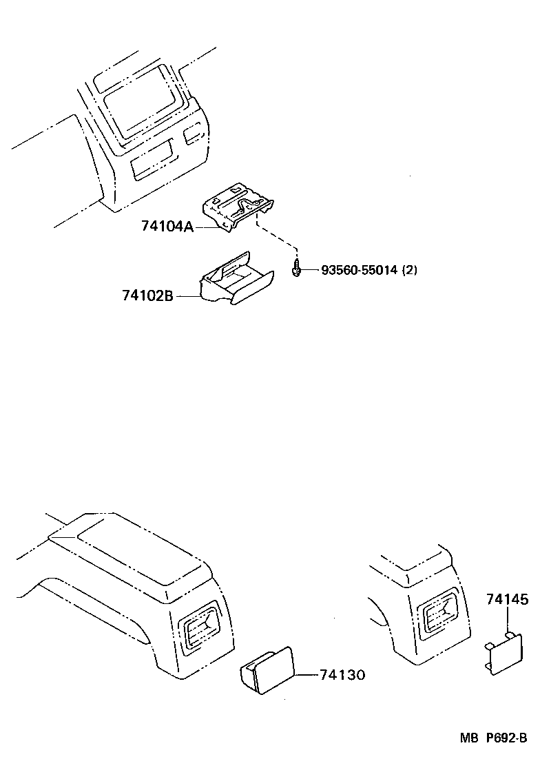 74102-89107-B0 BOX SUB-ASSY, FRONT ASH RECEPTACLE product image