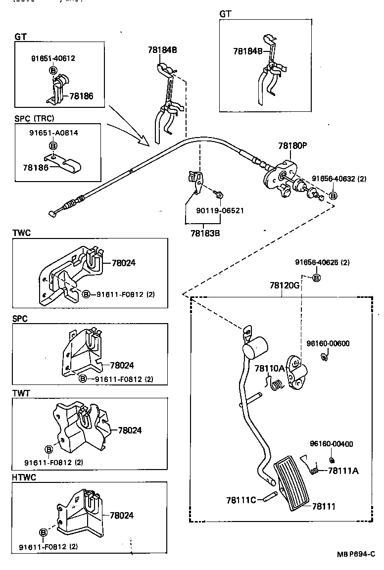 78184-22360 BRACKET, ACCELERATOR CONTROL CABLE product image