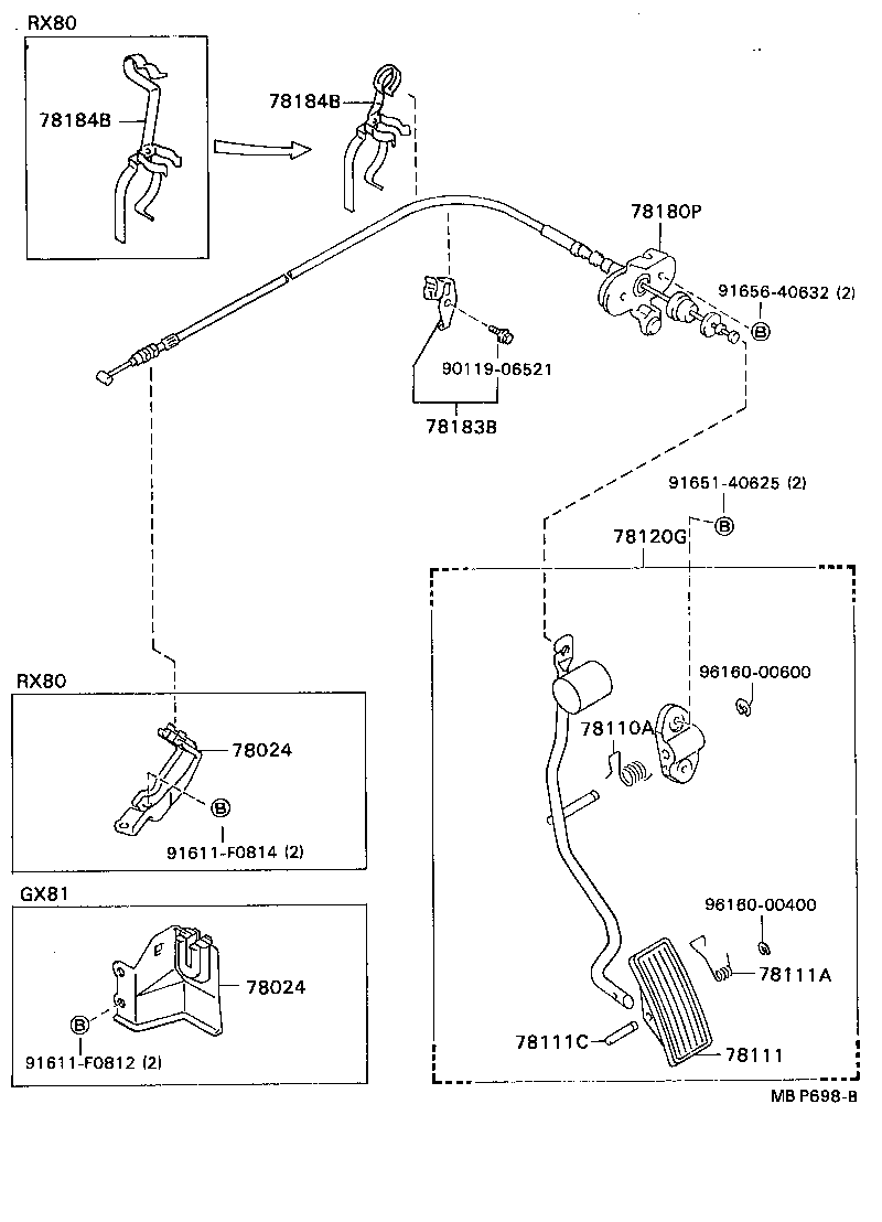 78024-30100 BRACKET SUB-ASSY, ACCELERATOR CONTROL CABLE product image