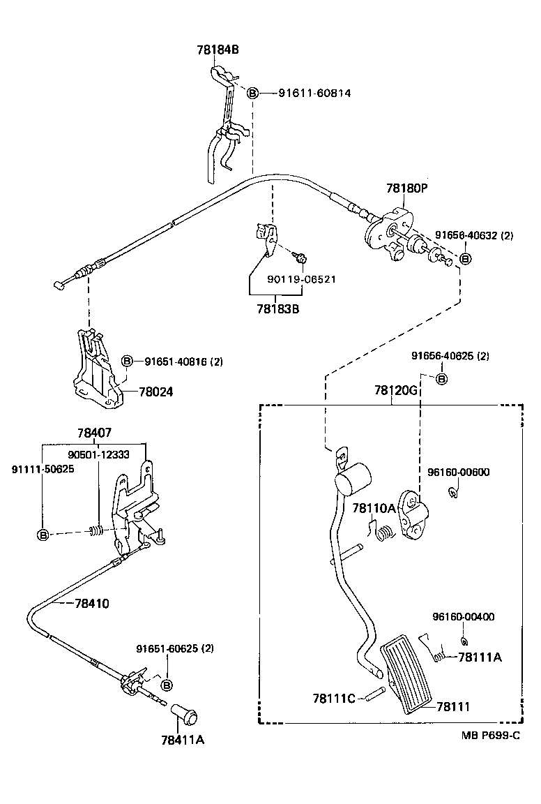 78184-22360 BRACKET, ACCELERATOR CONTROL CABLE product image