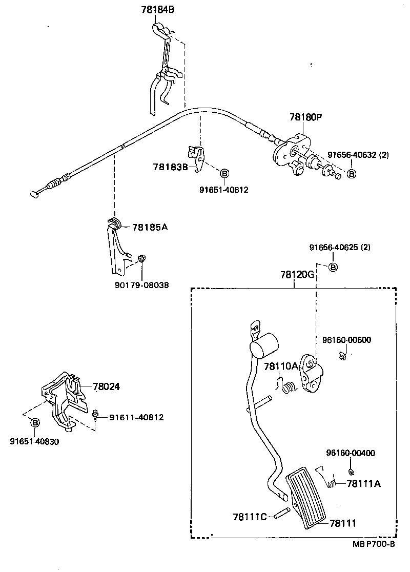 78024-30100 BRACKET SUB-ASSY, ACCELERATOR CONTROL CABLE product image
