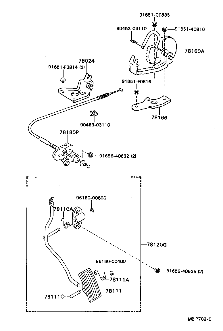78024-30100 BRACKET SUB-ASSY, ACCELERATOR CONTROL CABLE product image