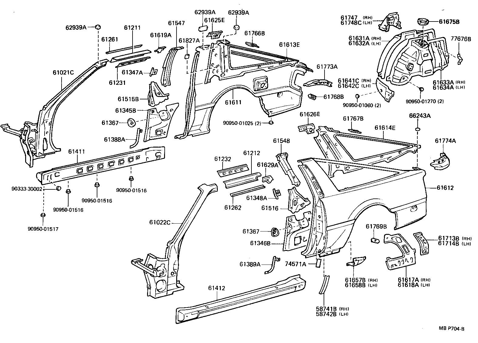 Toyota 61607-14907 PANEL, QUARTER WHEEL HOUSE, INNER RH