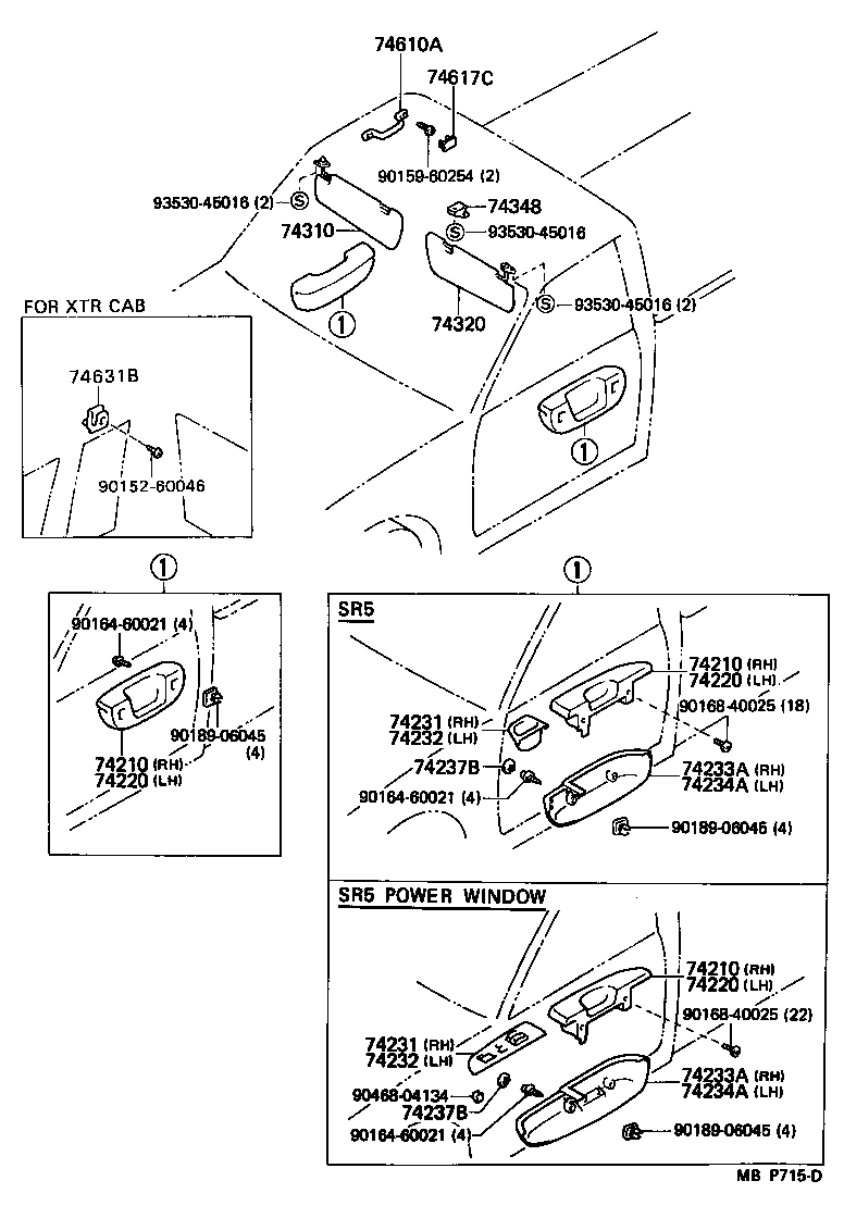 Toyota 74348-14010-24 HOLDER, VISOR
