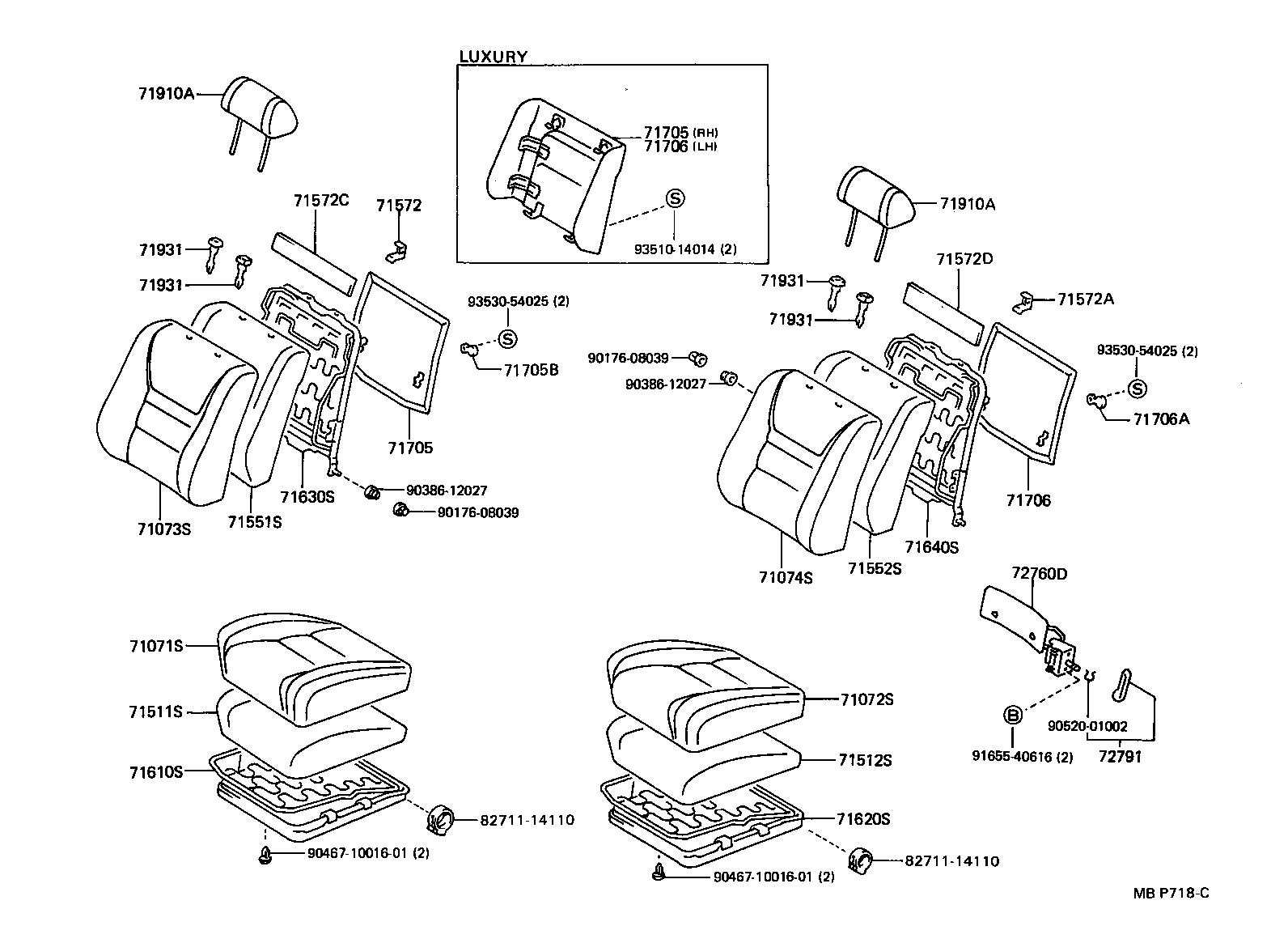 Toyota 71610-22330 SPRING ASSY, FRONT SEAT CUSHION, RH(FOR SEPARATE TYPE)