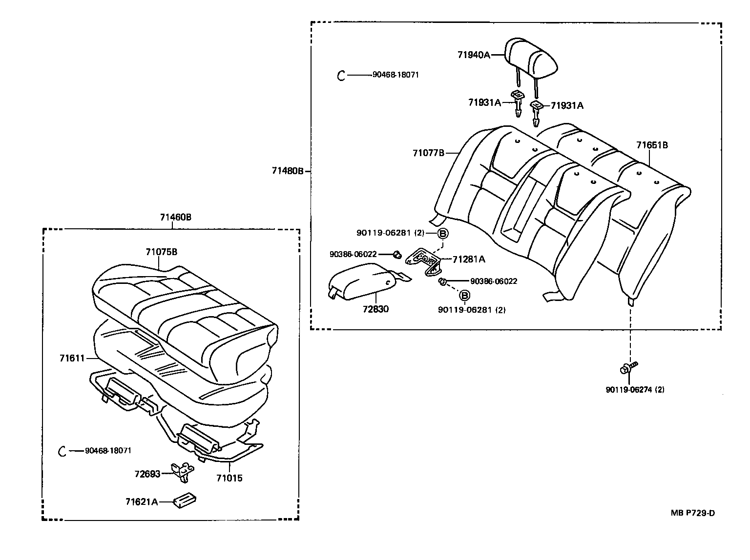 71507-91613 PAD, REAR SEAT BACK(FOR BENCH TYPE) product image