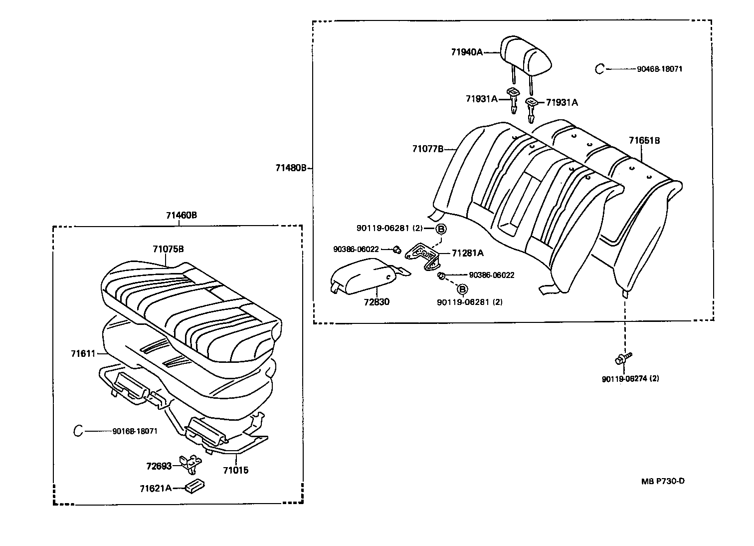71507-91614 PAD, REAR SEAT BACK(FOR BENCH TYPE) product image