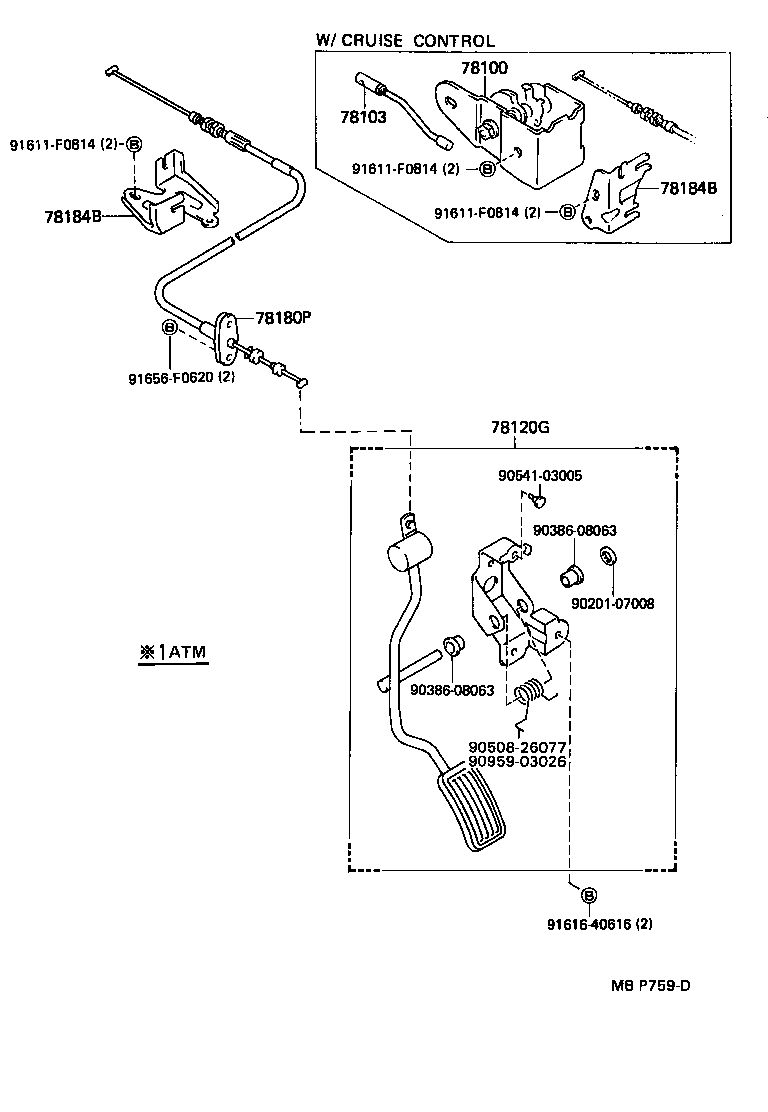 Toyota 78180-04040 CABLE ASSY, ACCELERATOR CONTROL