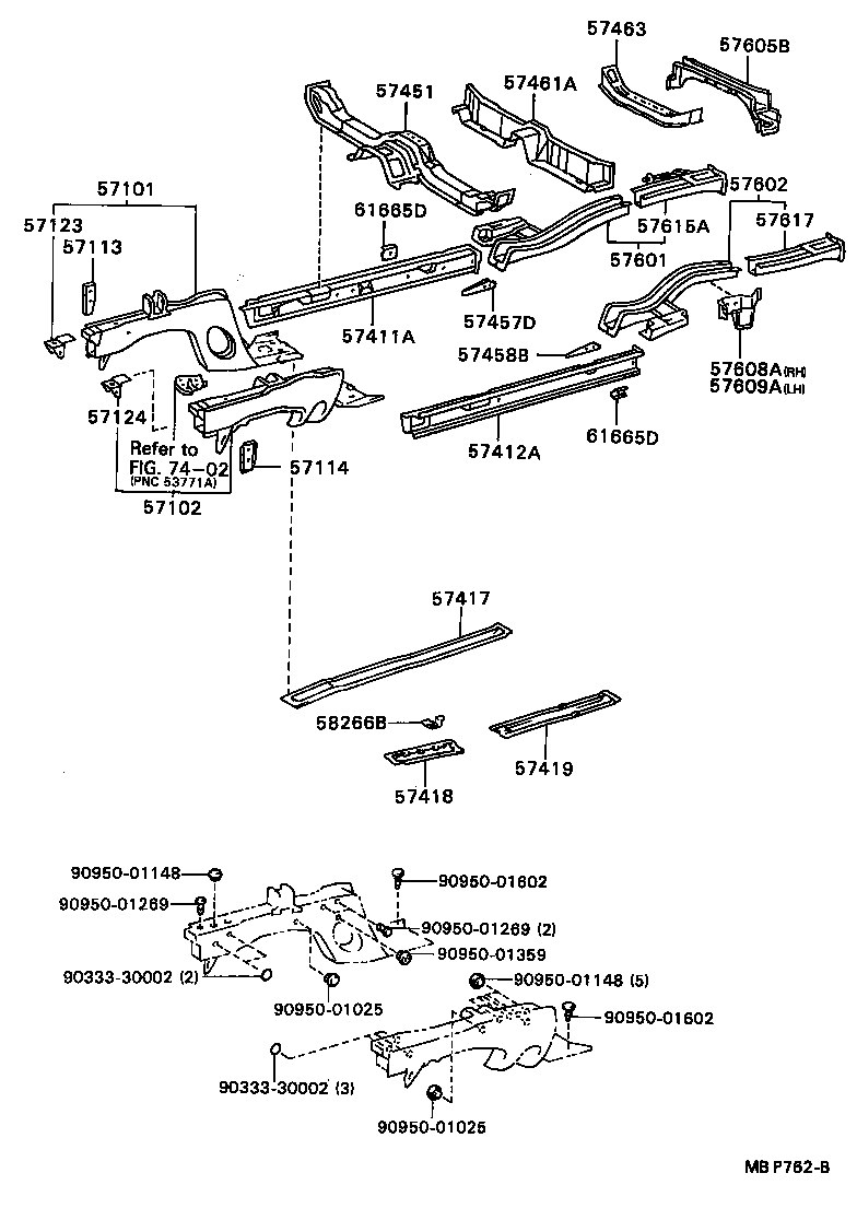 57413-94700 MEMBER, FLOOR SIDE, INNER REAR RH product image