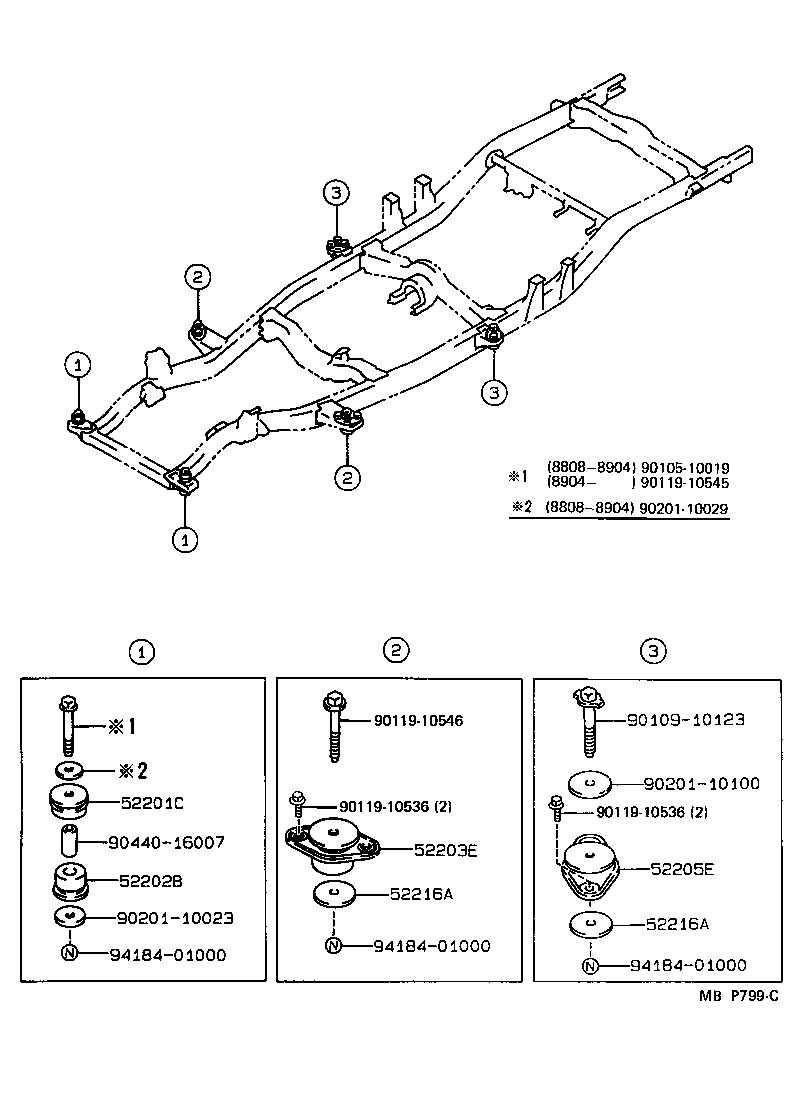 Toyota 52203-35110 CUSHION SUB-ASSY, CAB MOUNTING, NO.2