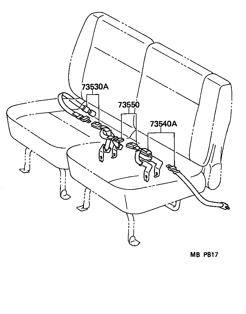73330-90A39-06 BELT ASSY, REAR SEAT LAP TYPE, CENTER product image