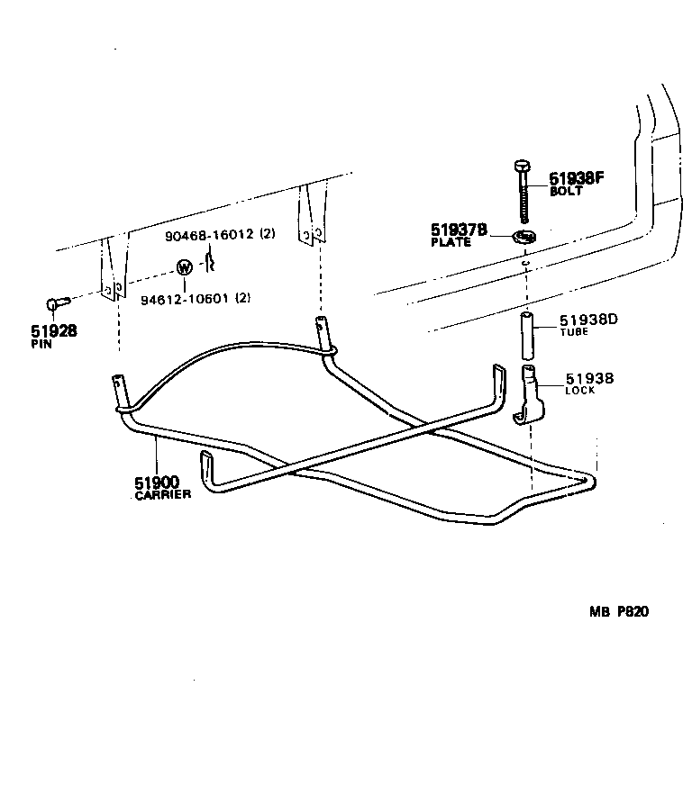 51900-28091 CARRIER ASSY, SPARE WHEEL product image
