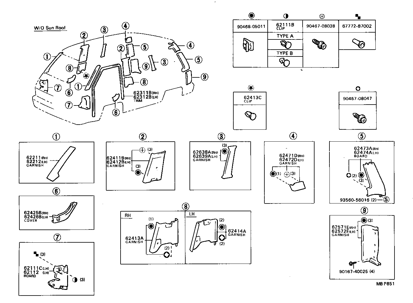 62041-87001 GARNISH, CENTER PILLAR, LOWER RH product image