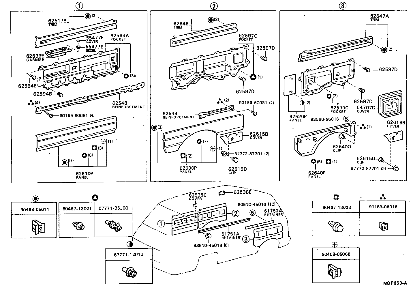 62041-87001 GARNISH, CENTER PILLAR, LOWER RH product image
