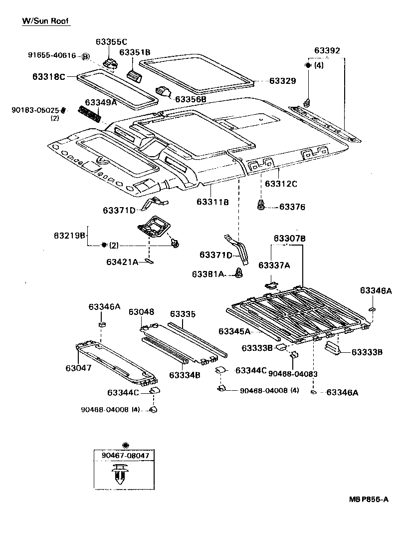 63293-87002-06 GARNISH, ROOF WINDOW LOCK, NO.2 RH product image