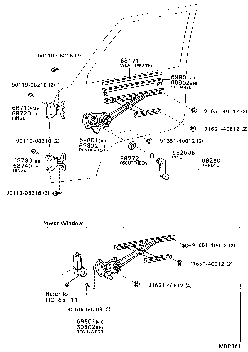 69260-10040-49 HANDLE ASSY, FRONT DOOR WINDOW REGULATOR product image