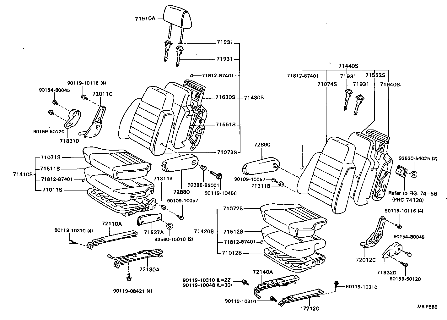 71552-87009 PAD, FRONT SEAT BACK, LH(FOR SEPARATE TYPE) product image